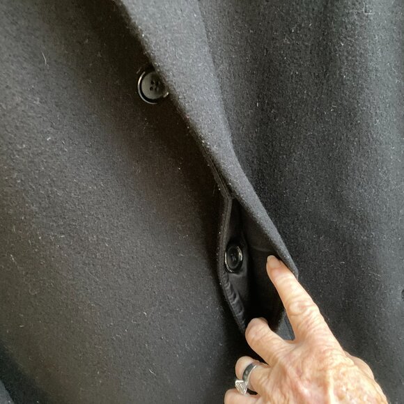 Men Wool Overcoat Black sz 44R Chest 48" - Picture 3 of 10